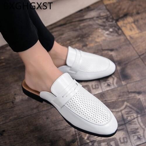 Coiffeur half shoes for men slippers summer mens slippers outdoor fashion italian brand Patent leather slippers men new designer
