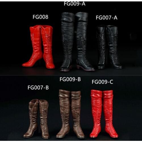 FG007/FG008/FG009 1/6 Scale Female Figure Accessory Legged Soldier Boots Long Shoes Solid Model for 12'' Replaceable Foot Body