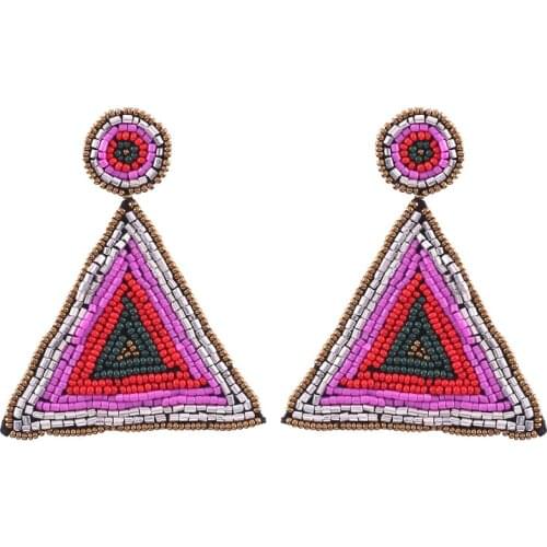 Sehuoran 2019 New Aretes Drop Earrings Women Boho Handmade Beads Hanging Earrings Girl Triangle Statement Jewelry Gift Wholesale