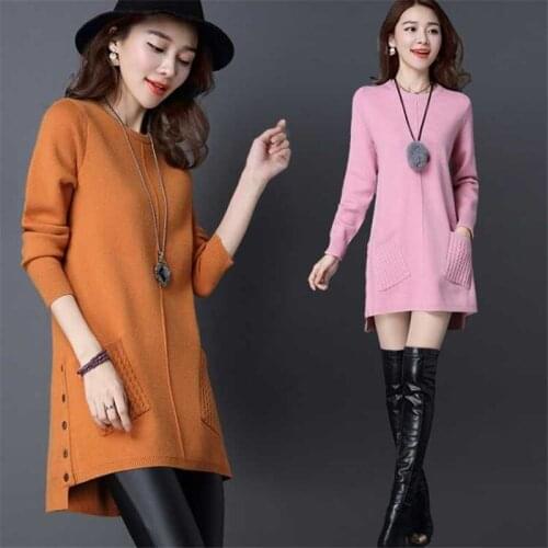 Spring/autumn women sweaters computer knitted O-neck sweater pullover women autumn clothing mid-long sweaters