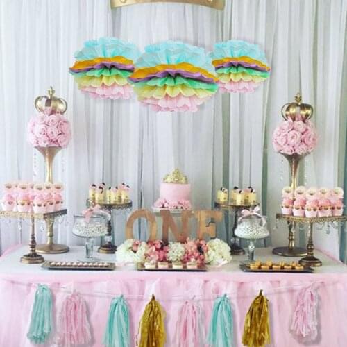 Tissue Paper Tassels Pompoms Flag Banner Garland Decoration DIY Baby Shower Kids Favors Birthday Unicorn Party Supplies CPC03
