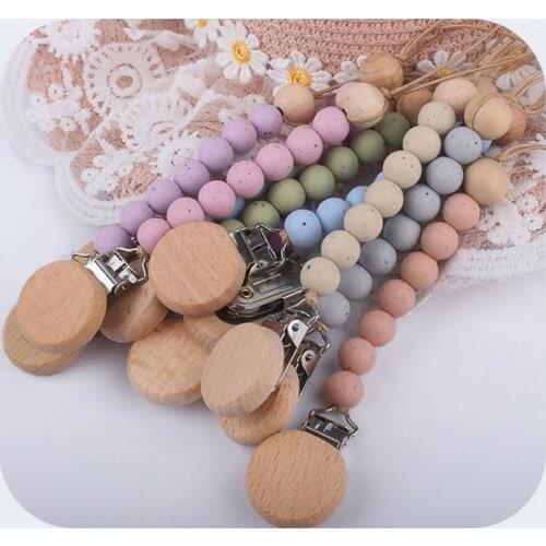 Newborn Pacifier Clip Chain BPA-free Silicone Beads Soother Clip Dummy Nipple Holder Baby Relief Pain Teething Toys Shower Gifts