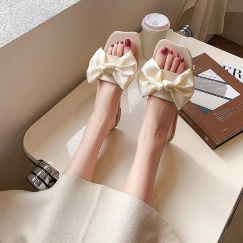 Womens shoe 2021 new bow knot slippers fashion non-slip soft soles wear slippers beach shoes
