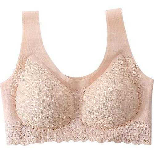 Womens No Steel Ring Sexy One Piece Bras Summer Breathable Vest Type Ice Silk Bra