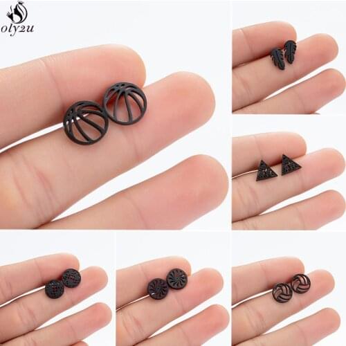 2020 Simple Creative Basketball Stud Earrings for Women Stainless Steel Geometric Volleyball Earrings Street Pop Jewelry Gift