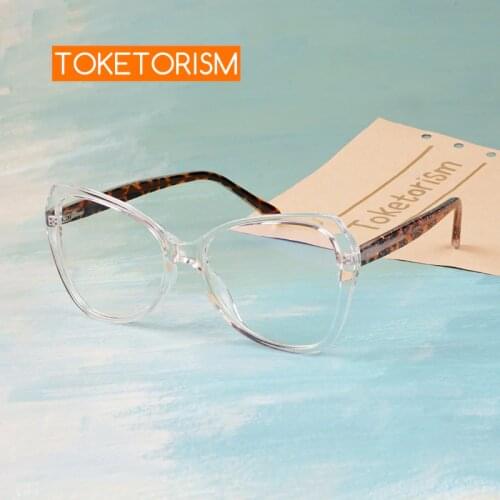 Toketorism Transparent Women Eyeglasses Anti Blue Light Computer Glasses Fashion Prescription Glasses Frame