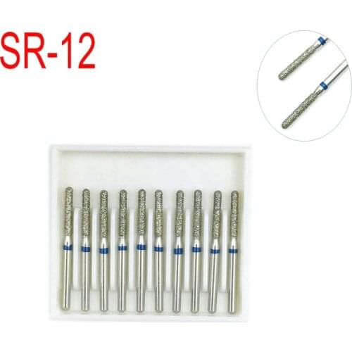 10PCS Dental Diamond Burs Medium FG 1.6mm for High Speed Handpiece Dental Lab Matreial SR-12