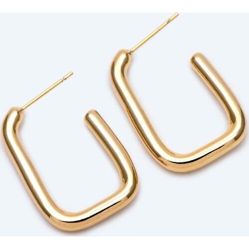 10pcs Gold Hoop Earrings, Minimalist Hoop Earrings, Pyramid Spike Hoops, 21mm Hoop Earrings (GB-1857)