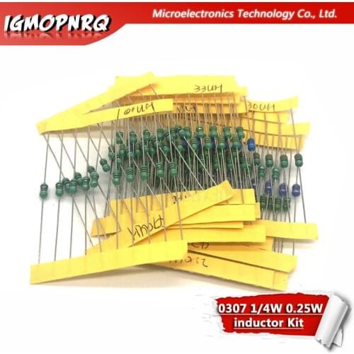 12values*10pcs 120pcs 0307 1/4W 0.25W inductor 1uH-1MH component sample kit 1UH 10UH 22UH 33UH 47UH 100UH 150UH 220UH 330UH ETC