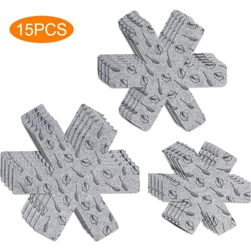 15pcs Non-Stick Pot Protector Dividers Pad Prevent Scratching Anti-Slip Protecting Separating Placemat Cookware Tea Coaster Tool