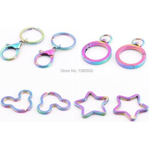 2pcs/lot beautiful rainbox color metal unique design key ring clip buckles for backpack decoration accessories