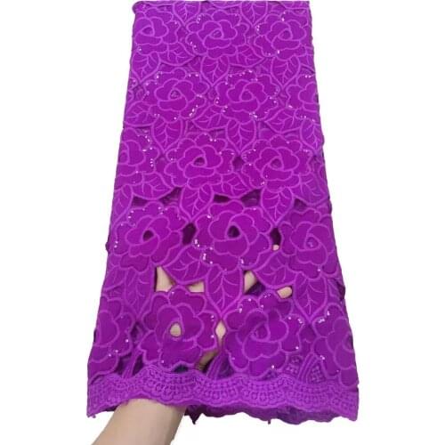2021 Hot Sale Chiffon Fabric Lace African Pure Cotton Soft Lace Fabric with Sequins For Women Dresses NI5076-2