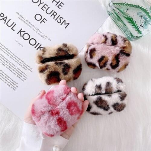 3D Luxury Earphone Case for Air Pods 1 2 Winter Warm Plush Case For Apple Airpods 1 2 Pro Pure Color Plush Fluffy Protector Box