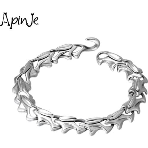 Apinje 925 Sterling Silver Bracelet for Men Thai Silver Special Unique Design Exquisite Man Personality Bracelet Men Jewelry