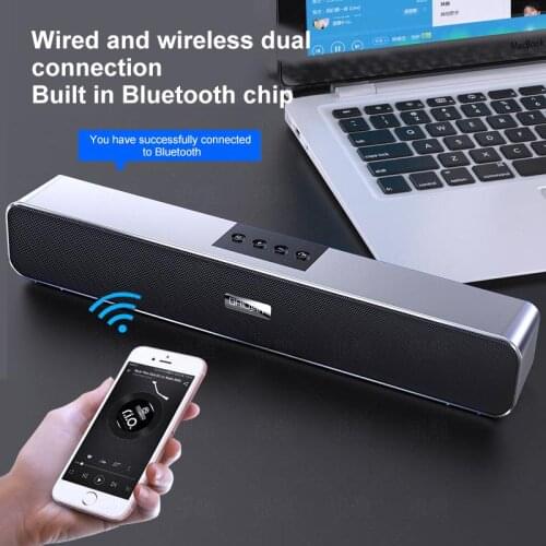 Bluetooth Wireless Metal Game Speaker soundbar USB 6D Stereo Subwoofer AUX FM Home Clock Indoor Sound Bar Computer Loudspeaker