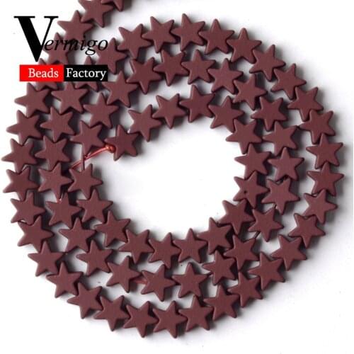 Red Wine Pentagram Shape Nanotech Rubber Hematite Beads For Jewelry Making 6mm 80pcs Spacer Beads For Bracelets Necklaces 15