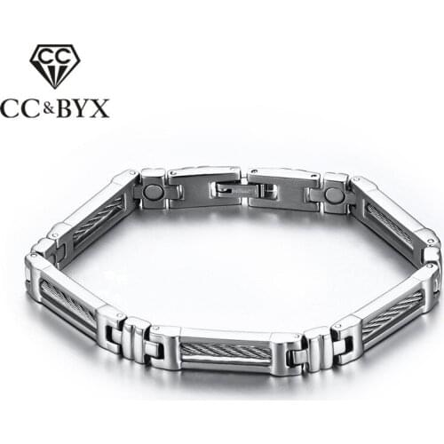 CC Bracelet Men Health Care Stainless Steel Wire Bangles Magnet Luxury Fashion Jewelry Unique Bracelets Bijouterie TBRM-006