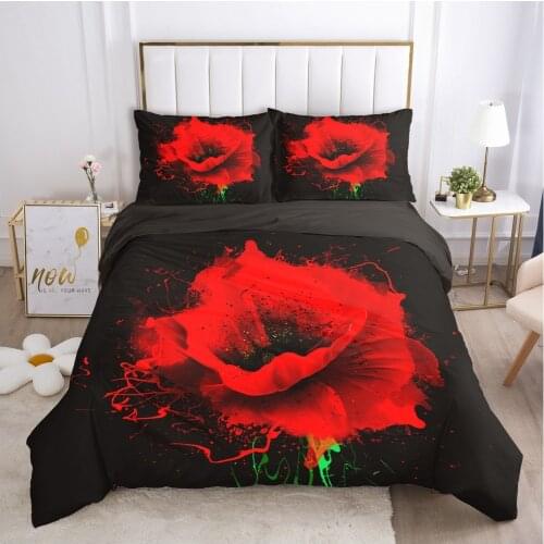 Black bedding set Queen King Full Double Duvet cover set pillow case Bed linens Quilt cover 240x220 200x200 rose