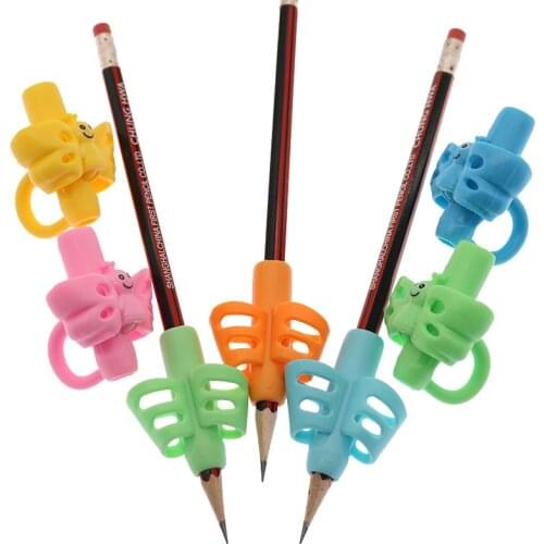ChildrenS Pen Tool Silicone Finger 3 Color Ergonomic Posture Correction Tool Pencil Writing Pen Holder Yellow Blue Green