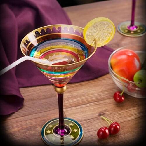 European Hand Painted Wine Glasses Lead-free Personality Cocktail Glass Goblet Bar Hotel Wedding party Drinkware Home Decor Gift