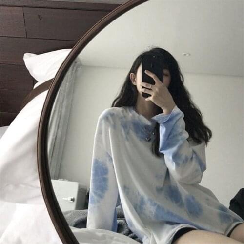 T-shirt Women Long Sleeve Tie Dye Oversize Large Size 3XL Japanese-style Harajuku Cool-girls Tops Streetwear Female Clothing