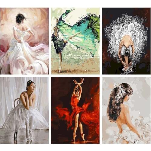 GATYZTORY Painting By Numbers Dancer DIY Canvas Drawing For Adults Red Dress Photo Frames Figure Acrylic Picture Wall Decor Home