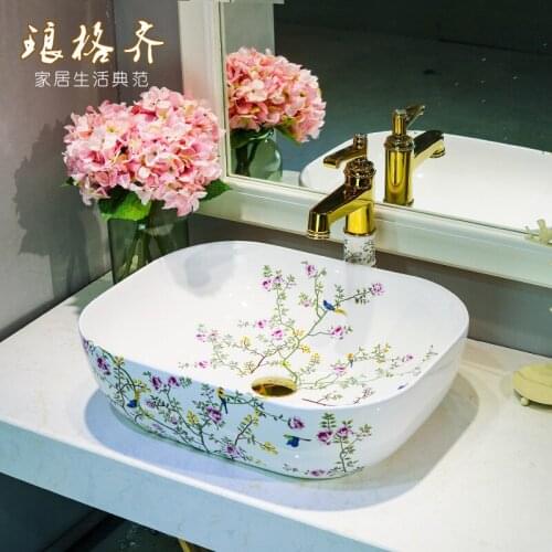 Ceramic above counter basin wash basin bathroom wash basin vanity art basin household small square above counter basin