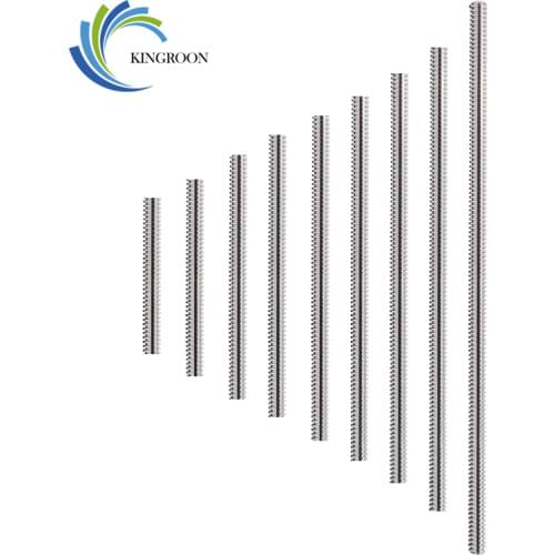 KINGROON Lead 2mm Trapezoidal Screw Without Copper Nut T8 Lead Screw 100/150/200/250/300/330/350/400/500mm T8 3D Printer Parts