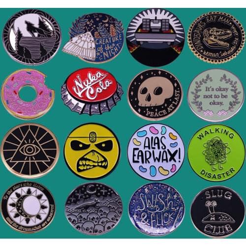 Classic Anime Movies Figure Round Enamel Pins Brooch Collecting Cute Metal Cartoon Lapel Badges Women Fashion Jewelry Gifts