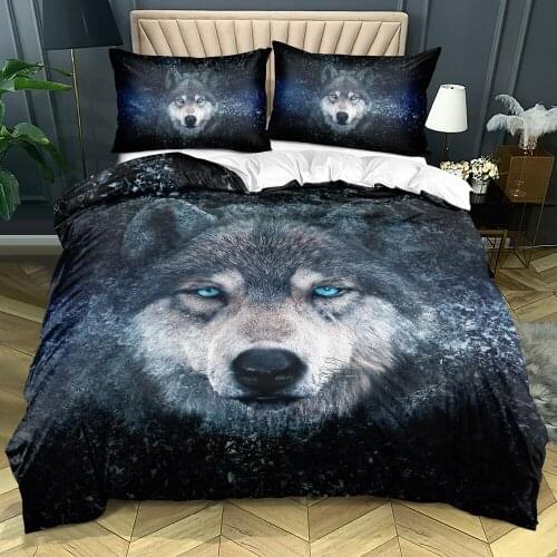 3D Custom Design Linens Bed Duvet Comforter Covers Sets White Pillowcover Set Twin King Queen Double Single Size Wolf Bedclothes
