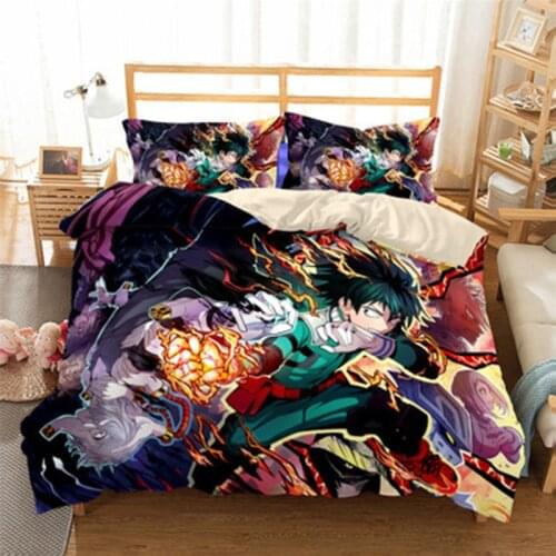 3D Printed My Hero Bedding Set With Pillowcase Anime Quilt Cover Set 2/3pcs Single Queen King Size Kids Adult Boys Bedclothes