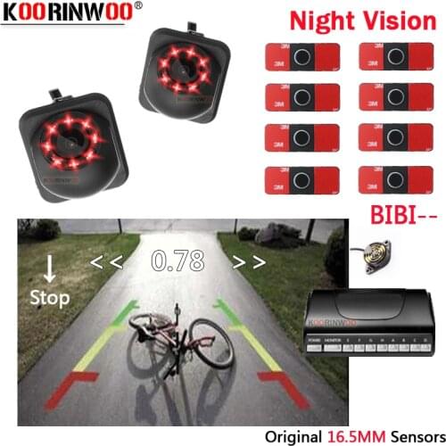 Koorinwoo Original 16.5MM Car Parking Sensors 8 Radars Front Camera Rear view camera Parktronic System Assistance Jalousie Black