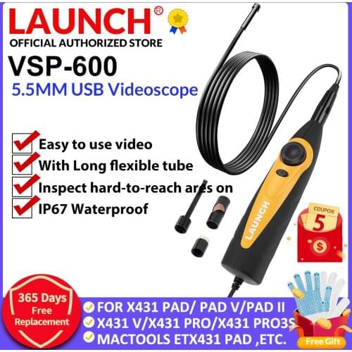 LAUNCH X431 Videoscope HD Inspection Camera VSP-600 for Viewing&Capturing Video&Images of Hard-to-reach work on X431 V/PRO/phon