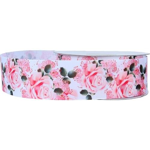 FLRA Ribbon Beautiful 2" rose flower printed grosgrain ribbon for room decoration