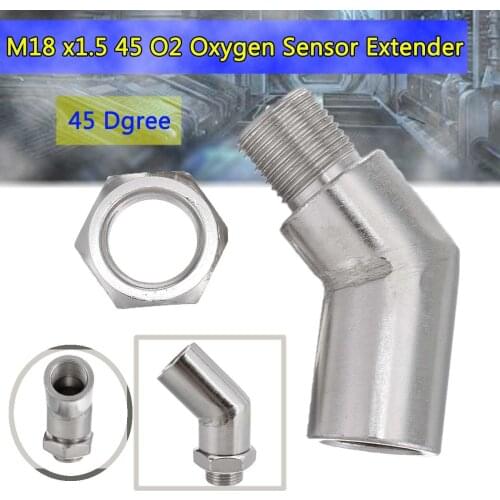 M18 x1.5 O2 Oxygen Sensor Boss Extender Spacer 45/90 Degree Lambda Sensor Oxygen Sensor Silver For Decat Hydrogen Engine Parts