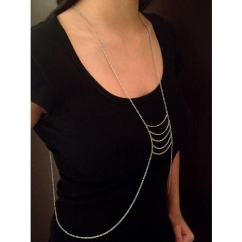 Fashion sale Sexy Women Long Tassel Chest body belly waist chain Necklace indian Jewelry Women Bijoux Beach dancer decoration