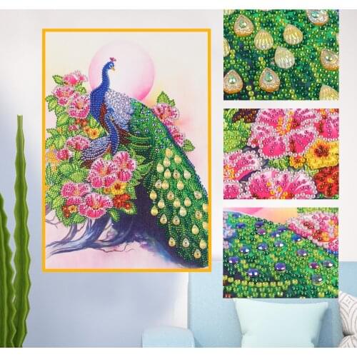 5D DIY Special Shaped Diamond Painting Kit Animal Peacock Mosaic Dot Embroidery Art Picture Home Decoration Gift