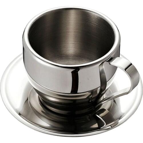 Stainless Steel Coffee Cups Set / Coffee Set / Tea Cups Set / Tea Set, Coffee Cups with Saucer, double-deck