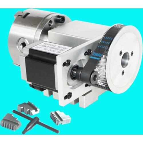 Engraving Machine Fourth Axis (A Axis, Rotary Axis, Cnc Dividing Head) 100MM Chuck (Hollow Shaft) Three/Four-Jaw Chuck Kit