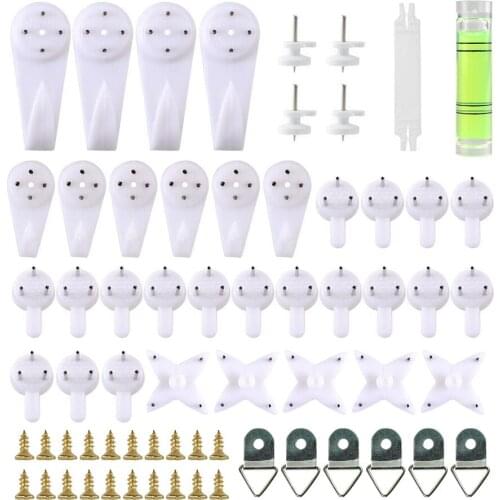 1 Box White Painting Photo Frame Hook Plastic Invisible Wall Mount Photo Picture Nail Hook Hanger Invisible Hook for Clothing