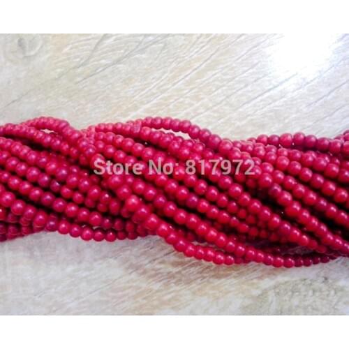 Wholesale 3-4mm Bead Length 40cm/16inch Strand Red Howlite Stone howlite Stone Loose Bead Charm