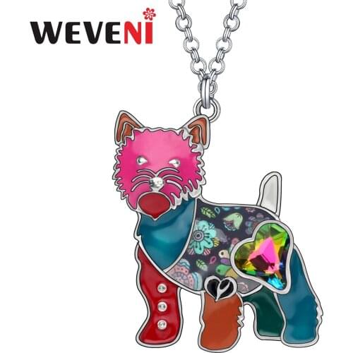 Weveni Enamel Alloy West Highland Terrier Dog Necklace Animal Pendant Jewelry For Lady Girl Pet Lovers Fashion Gifts Accessories