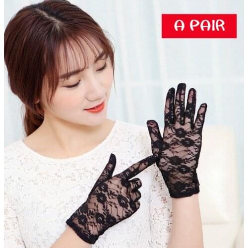 Child Summer Thin White Lace Gloves Girls with Performance Dancing Gloves Kids White Lace Gloves