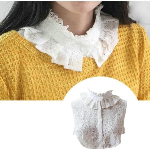 Front Tie Fake Collar Women Detachable Collars Lapel Christmas Blouse Clothes False Shirt Collar Stays Cuellos Falsos De Mujer