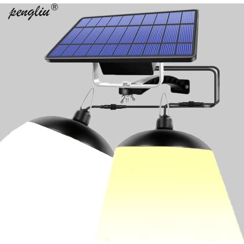 Double Head Solar Pendant Light Outdoor Indoor Hanging Solar Powered Shed Lights Waterproof Lamp for Camping Home Garden Yard