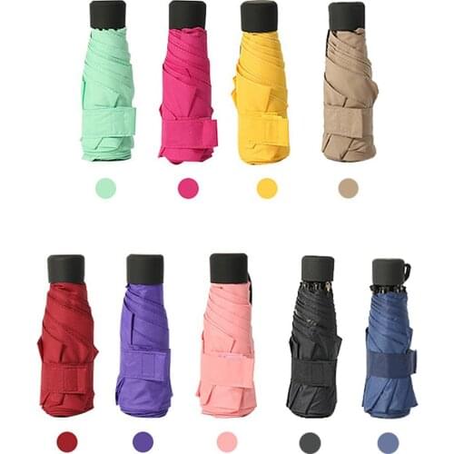 Hot Mini Pocket Umbrella Women 180g Rain Women Waterproof Sunscreen Parasol Convenient Girls Travel Five-folding Umbrella