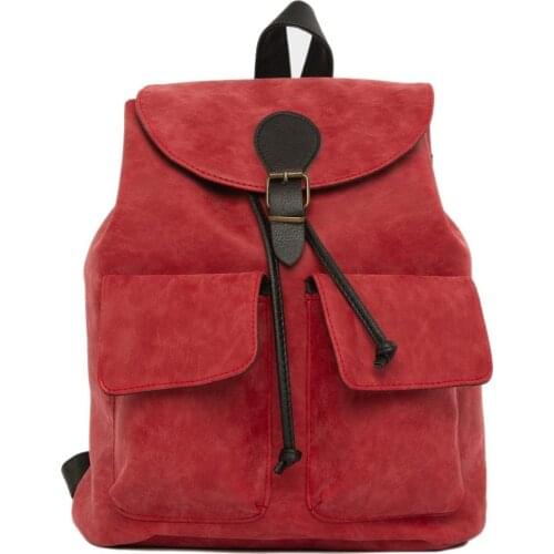Womens Backpack, Red Double Pocket Clamshell Arched Back Bag, Red Backpack special Design Women Backpack