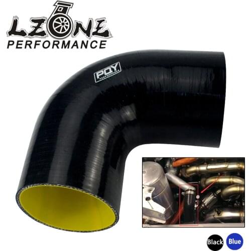 LZONE - 3" 76mm 90 Degree Elbow Silicone Hose Pipe Turbo Intake Blue&yellow / Black&yellow JR-SH9030-QY