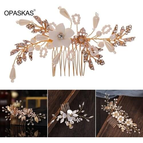 Wedding Hair Comb Decor Rhinestone and Pearl Fashion Elegant Beautiful Accessory for Bride and Bridesmaids PT