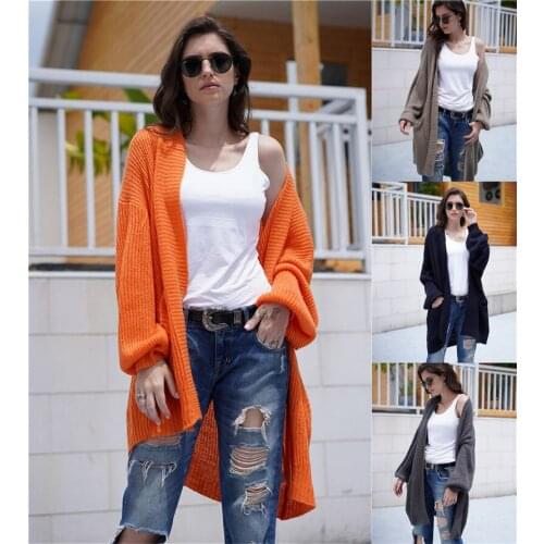Sweater female 2021 winter new large size loose cardigan sweater loose solid color coat casual womens clothing